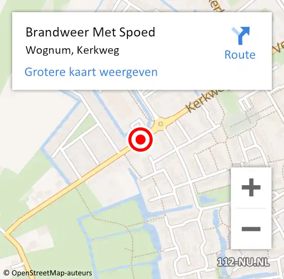 Locatie op kaart van de 112 melding: Brandweer Met Spoed Naar Wognum, Kerkweg op 5 augustus 2021 21:18