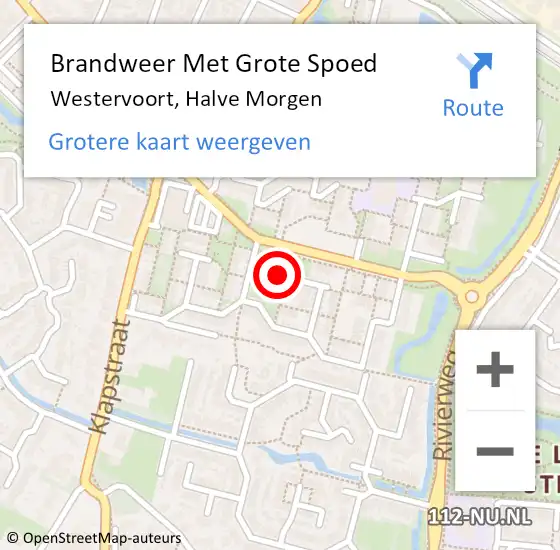 Locatie op kaart van de 112 melding: Brandweer Met Grote Spoed Naar Westervoort, Halve Morgen op 5 augustus 2021 21:23