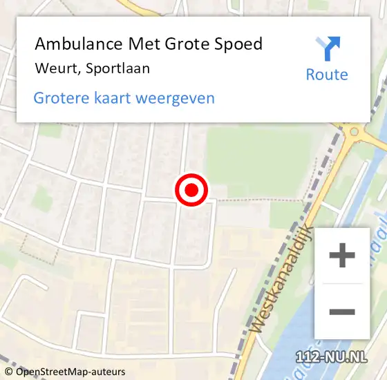 Locatie op kaart van de 112 melding: Ambulance Met Grote Spoed Naar Weurt, Sportlaan op 5 augustus 2021 21:36