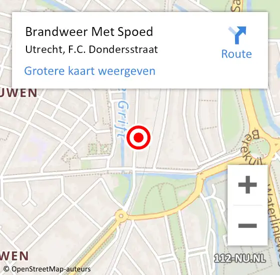 Locatie op kaart van de 112 melding: Brandweer Met Spoed Naar Utrecht, F.C. Dondersstraat op 5 augustus 2021 21:47