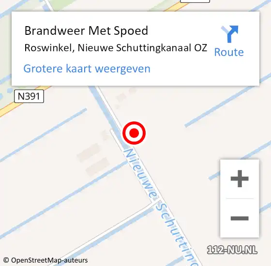 Locatie op kaart van de 112 melding: Brandweer Met Spoed Naar Roswinkel, Nieuwe Schuttingkanaal OZ op 5 augustus 2021 21:49