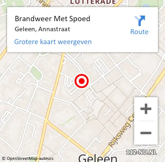 Locatie op kaart van de 112 melding: Brandweer Met Spoed Naar Geleen, Annastraat op 5 augustus 2021 22:21