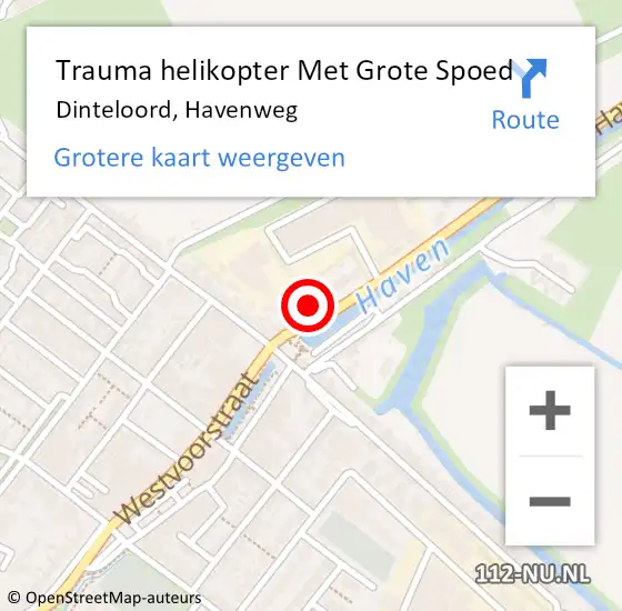 Locatie op kaart van de 112 melding: Trauma helikopter Met Grote Spoed Naar Dinteloord, Havenweg op 5 augustus 2021 22:25