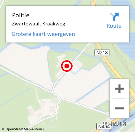 Locatie op kaart van de 112 melding: Politie Zwartewaal, Kraakweg op 5 augustus 2021 22:56