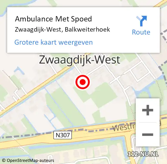 Locatie op kaart van de 112 melding: Ambulance Met Spoed Naar Zwaagdijk-West, Balkweiterhoek op 5 augustus 2021 23:10