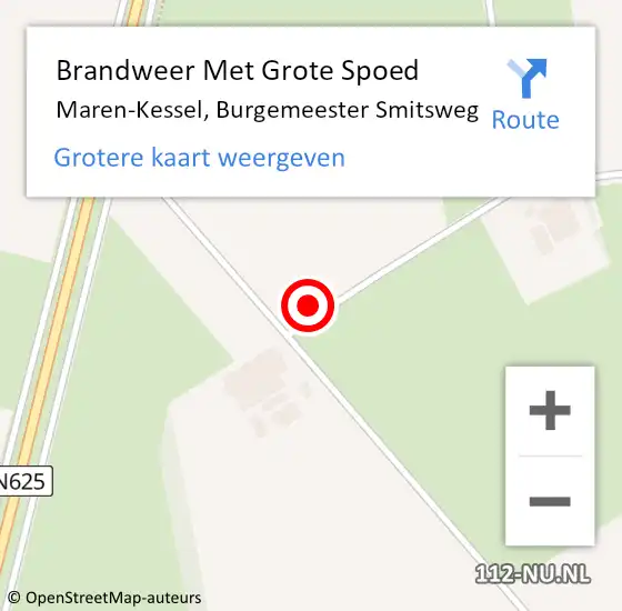 Locatie op kaart van de 112 melding: Brandweer Met Grote Spoed Naar Maren-Kessel, Burgemeester Smitsweg op 5 augustus 2021 23:12