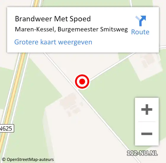 Locatie op kaart van de 112 melding: Brandweer Met Spoed Naar Maren-Kessel, Burgemeester Smitsweg op 5 augustus 2021 23:17