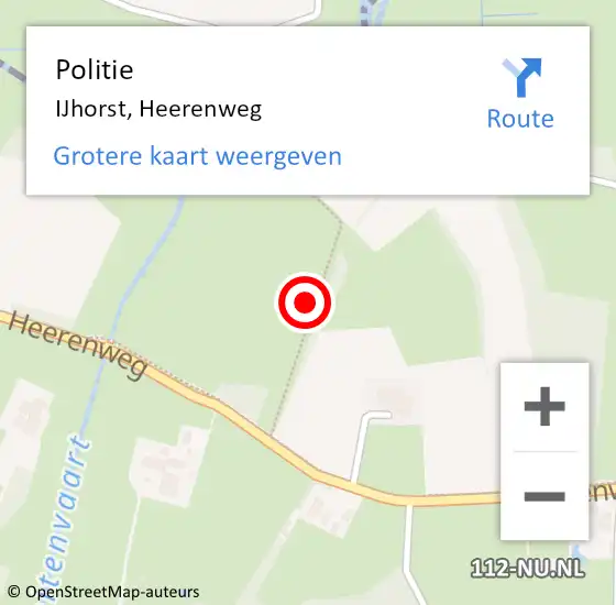 Locatie op kaart van de 112 melding: Politie IJhorst, Heerenweg op 6 augustus 2021 00:22