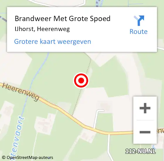 Locatie op kaart van de 112 melding: Brandweer Met Grote Spoed Naar IJhorst, Heerenweg op 6 augustus 2021 00:24