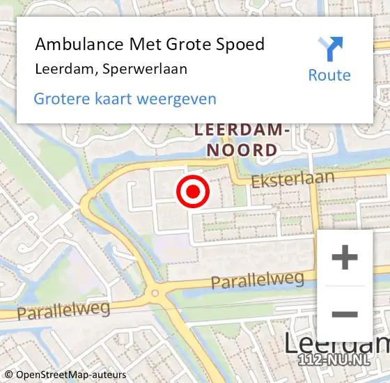 Locatie op kaart van de 112 melding: Ambulance Met Grote Spoed Naar Leerdam, Sperwerlaan op 6 augustus 2021 00:26