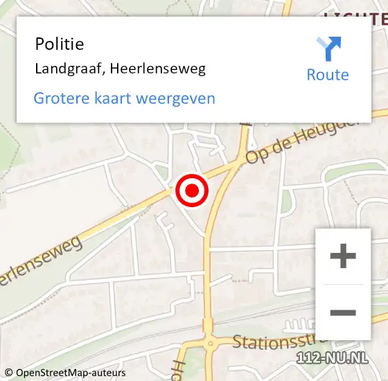 Locatie op kaart van de 112 melding: Politie Landgraaf, Heerlenseweg op 6 augustus 2021 00:47