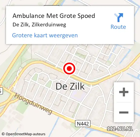 Locatie op kaart van de 112 melding: Ambulance Met Grote Spoed Naar De Zilk, Zilkerduinweg op 6 augustus 2021 01:16