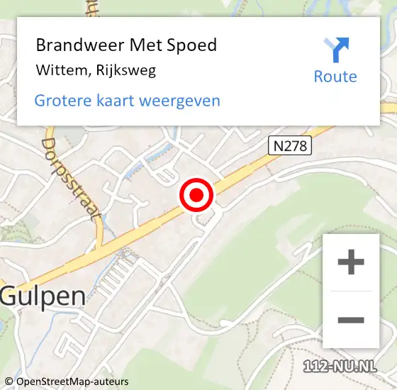 Locatie op kaart van de 112 melding: Brandweer Met Spoed Naar Wittem, Rijksweg op 6 augustus 2021 01:26