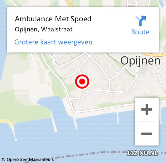 Locatie op kaart van de 112 melding: Ambulance Met Spoed Naar Opijnen, Waalstraat op 6 augustus 2021 01:27