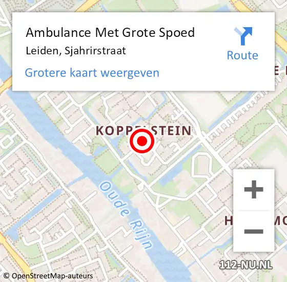 Locatie op kaart van de 112 melding: Ambulance Met Grote Spoed Naar Leiden, Sjahrirstraat op 6 augustus 2021 02:07