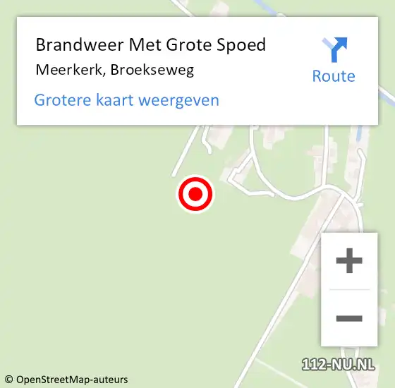 Locatie op kaart van de 112 melding: Brandweer Met Grote Spoed Naar Meerkerk, Broekseweg op 6 augustus 2021 03:24