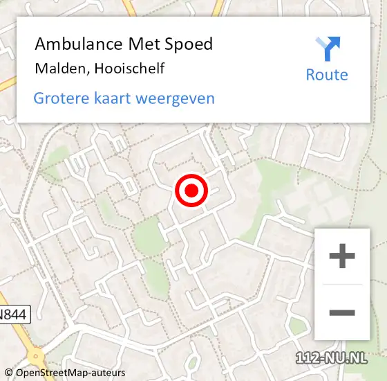 Locatie op kaart van de 112 melding: Ambulance Met Spoed Naar Malden, Hooischelf op 6 augustus 2021 03:58