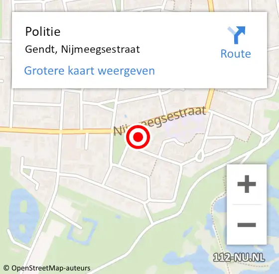 Locatie op kaart van de 112 melding: Politie Gendt, Nijmeegsestraat op 6 augustus 2021 04:00