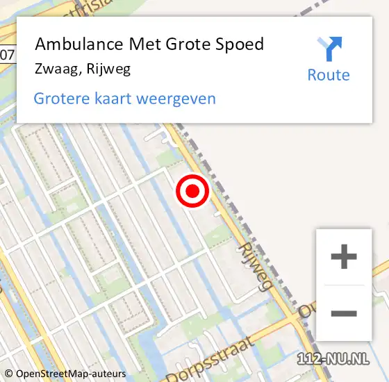 Locatie op kaart van de 112 melding: Ambulance Met Grote Spoed Naar Zwaag, Rijweg op 6 augustus 2021 05:16