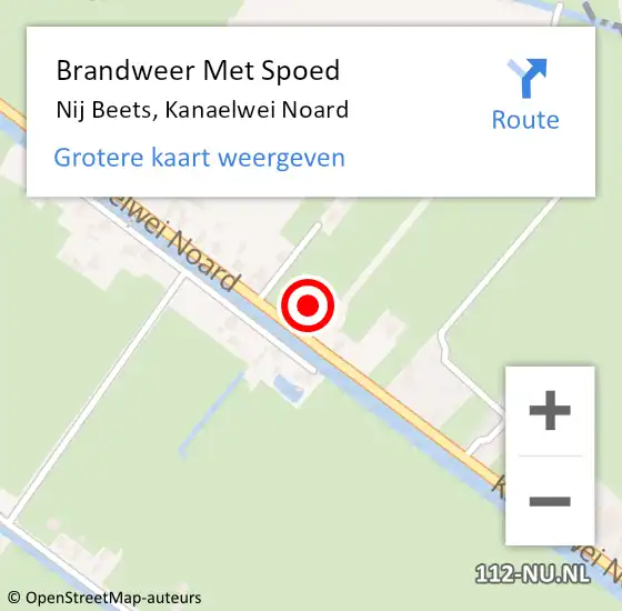 Locatie op kaart van de 112 melding: Brandweer Met Spoed Naar Nij Beets, Kanaelwei Noard op 6 augustus 2021 05:29