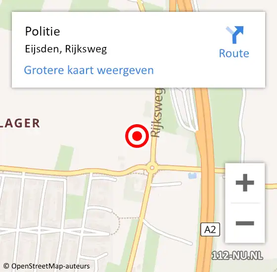 Locatie op kaart van de 112 melding: Politie Eijsden, Rijksweg op 6 augustus 2021 06:30