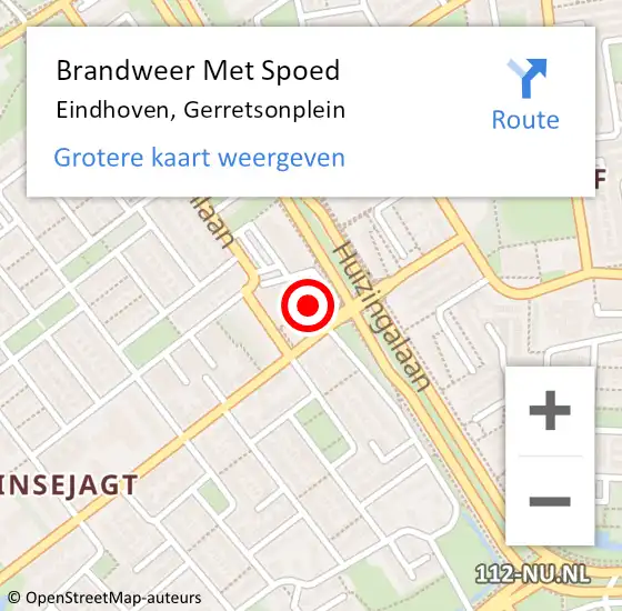 Locatie op kaart van de 112 melding: Brandweer Met Spoed Naar Eindhoven, Gerretsonplein op 6 augustus 2021 07:06