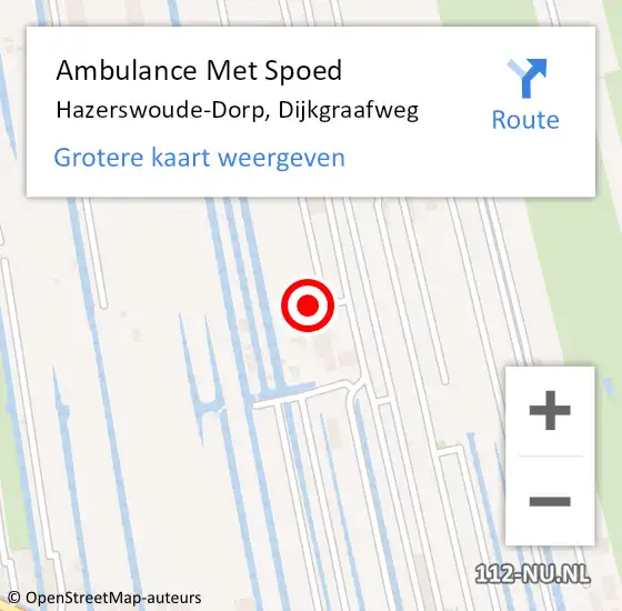 Locatie op kaart van de 112 melding: Ambulance Met Spoed Naar Hazerswoude-Dorp, Dijkgraafweg op 6 augustus 2021 08:19