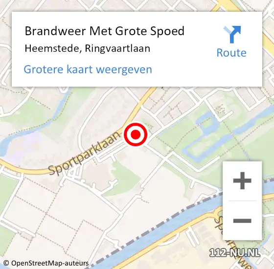 Locatie op kaart van de 112 melding: Brandweer Met Grote Spoed Naar Heemstede, Ringvaartlaan op 6 augustus 2021 08:21