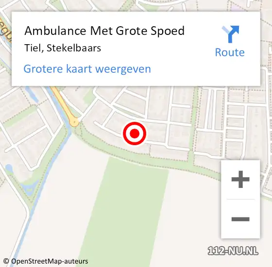 Locatie op kaart van de 112 melding: Ambulance Met Grote Spoed Naar Tiel, Stekelbaars op 6 augustus 2021 08:27