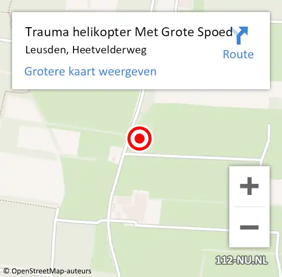 Locatie op kaart van de 112 melding: Trauma helikopter Met Grote Spoed Naar Leusden, Heetvelderweg op 6 augustus 2021 08:37
