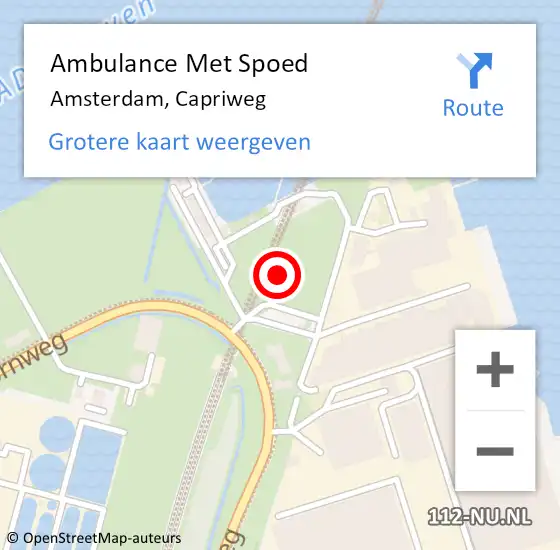 Locatie op kaart van de 112 melding: Ambulance Met Spoed Naar Amsterdam, Capriweg op 6 augustus 2021 09:26