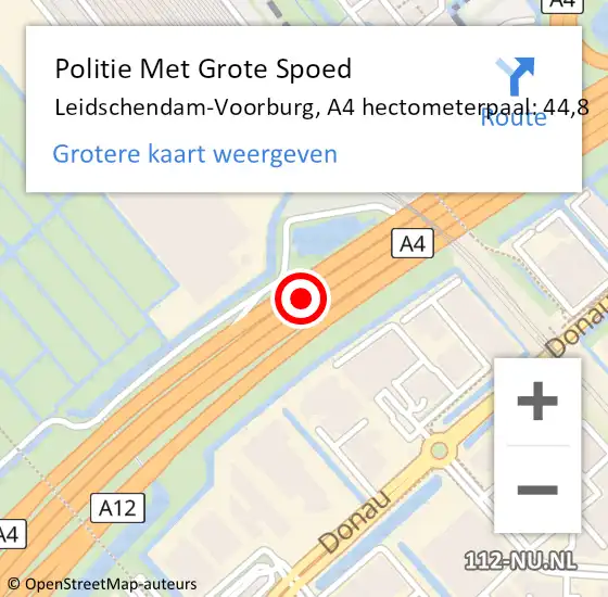 Locatie op kaart van de 112 melding: Politie Met Grote Spoed Naar Leidschendam-Voorburg, A4 hectometerpaal: 44,8 op 6 augustus 2021 09:29