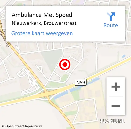 Locatie op kaart van de 112 melding: Ambulance Met Spoed Naar Nieuwerkerk, Brouwerstraat op 18 juni 2014 23:06