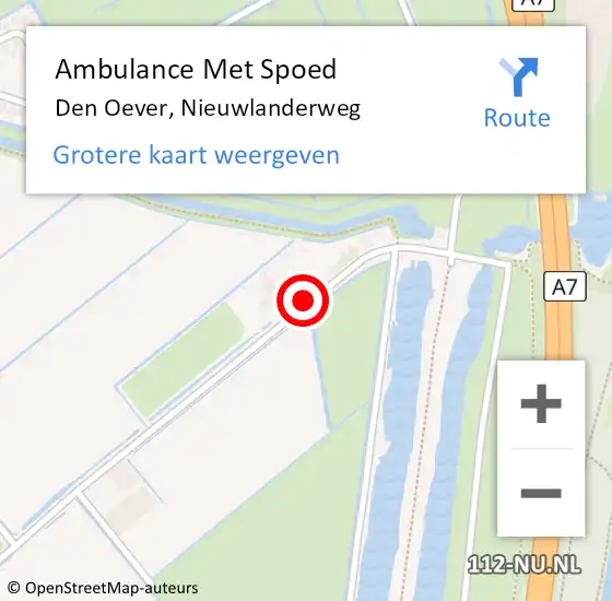 Locatie op kaart van de 112 melding: Ambulance Met Spoed Naar Den Oever, Nieuwlanderweg op 6 augustus 2021 09:47