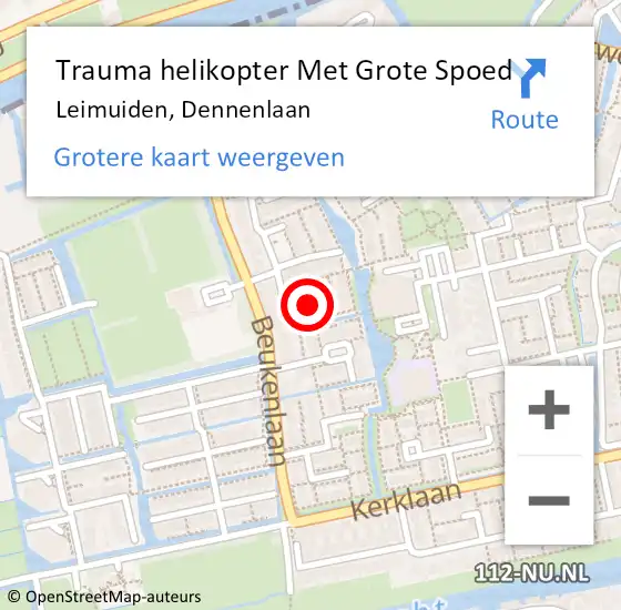 Locatie op kaart van de 112 melding: Trauma helikopter Met Grote Spoed Naar Leimuiden, Dennenlaan op 6 augustus 2021 09:54