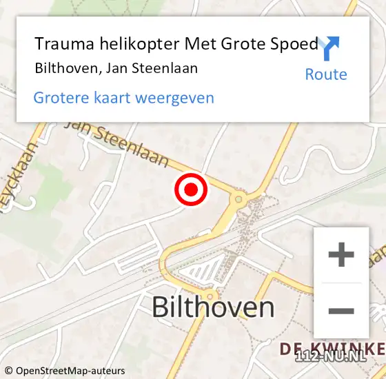 Locatie op kaart van de 112 melding: Trauma helikopter Met Grote Spoed Naar Bilthoven, Jan Steenlaan op 6 augustus 2021 10:01