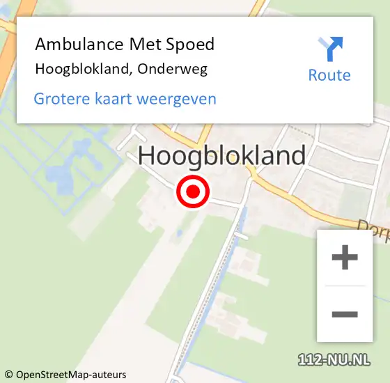 Locatie op kaart van de 112 melding: Ambulance Met Spoed Naar Hoogblokland, Onderweg op 6 augustus 2021 10:10