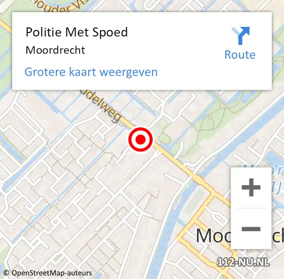 Locatie op kaart van de 112 melding: Politie Met Spoed Naar Moordrecht op 6 augustus 2021 10:24