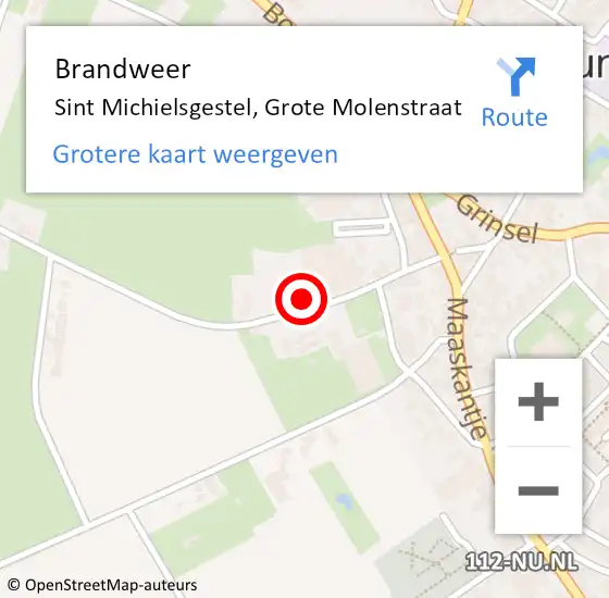 Locatie op kaart van de 112 melding: Brandweer St Michielsgestel, Grote Molenstraat op 18 juni 2014 23:13