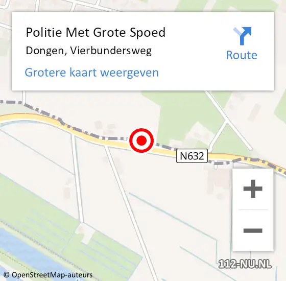 Locatie op kaart van de 112 melding: Politie Met Grote Spoed Naar Dongen, Vierbundersweg op 6 augustus 2021 10:47