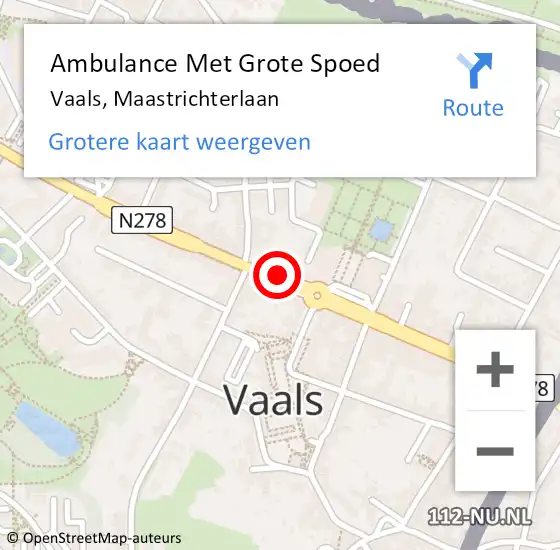 Locatie op kaart van de 112 melding: Ambulance Met Grote Spoed Naar Vaals, Maastrichterlaan op 18 juni 2014 23:17