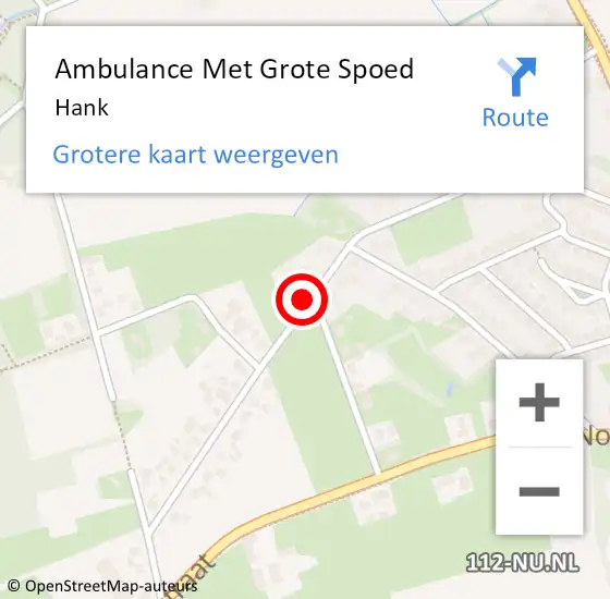 Locatie op kaart van de 112 melding: Ambulance Met Grote Spoed Naar Hank op 6 augustus 2021 11:01
