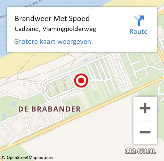 Locatie op kaart van de 112 melding: Brandweer Met Spoed Naar Cadzand, Vlamingpolderweg op 6 augustus 2021 11:29