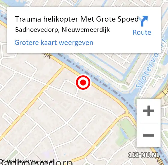 Locatie op kaart van de 112 melding: Trauma helikopter Met Grote Spoed Naar Badhoevedorp, Nieuwemeerdijk op 6 augustus 2021 11:36