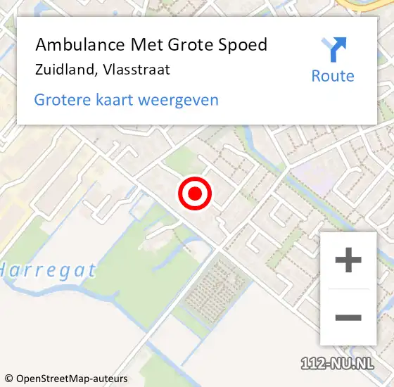 Locatie op kaart van de 112 melding: Ambulance Met Grote Spoed Naar Zuidland, Vlasstraat op 6 augustus 2021 11:40
