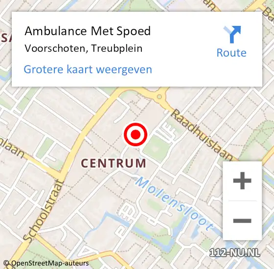 Locatie op kaart van de 112 melding: Ambulance Met Spoed Naar Voorschoten, Treubplein op 6 augustus 2021 12:07