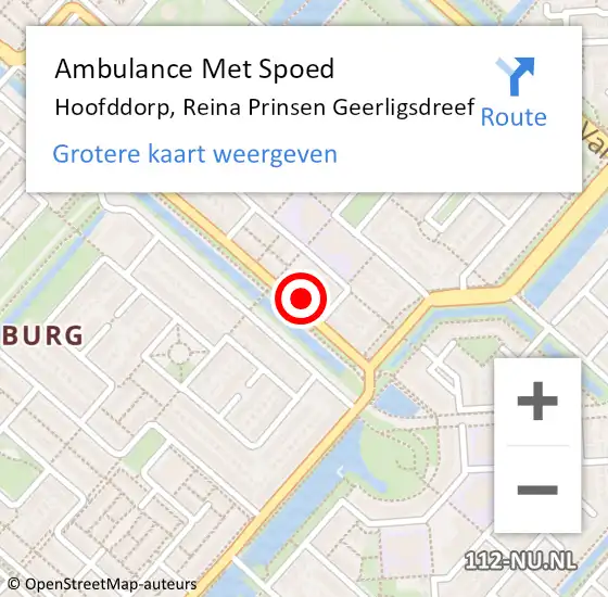 Locatie op kaart van de 112 melding: Ambulance Met Spoed Naar Hoofddorp, Reina Prinsen Geerligsdreef op 6 augustus 2021 12:13