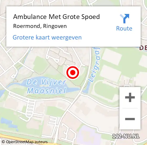 Locatie op kaart van de 112 melding: Ambulance Met Grote Spoed Naar Roermond, Ringoven op 6 augustus 2021 12:40