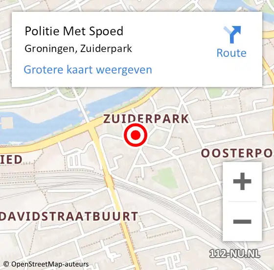 Locatie op kaart van de 112 melding: Politie Met Spoed Naar Groningen, Zuiderpark op 6 augustus 2021 12:45