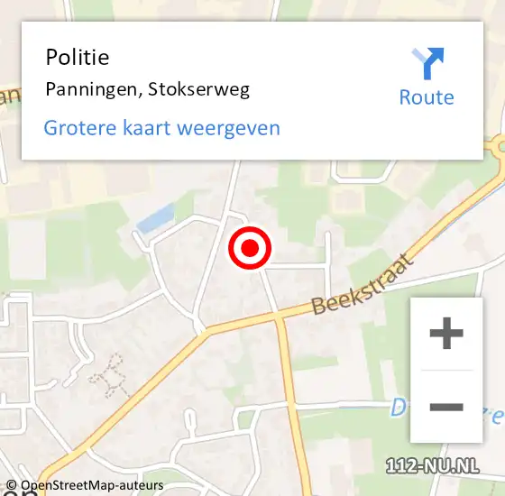 Locatie op kaart van de 112 melding: Politie Panningen, Stokserweg op 6 augustus 2021 12:57